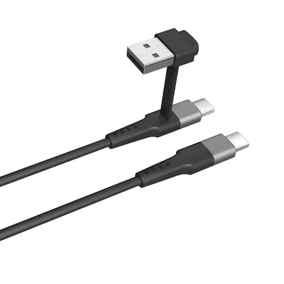 Muvit For Change Kabel USB-C + USB auf USB-C 3A/15W 1,2m Schwarz