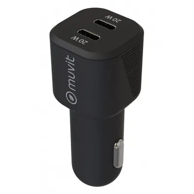 Muvit Autoladegerät 2x USB-C PD 20W Schwarz