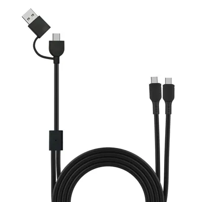 Muvit For Change USB-C + USB auf 2x USB-C Kabel 3A/60W 1m Schwarz