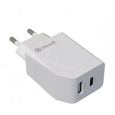 Muvit Quick Charge USB-Ladegerät 18 W + 1 USB-C 20 W Weiß