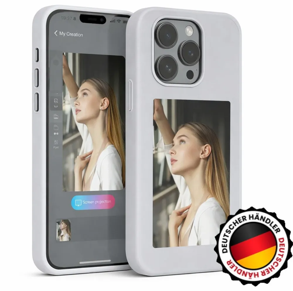 Mycotech Handyhülle NFC E-Ink Hülle mit Display Case für iPhone Schwarz Grau Rosa
