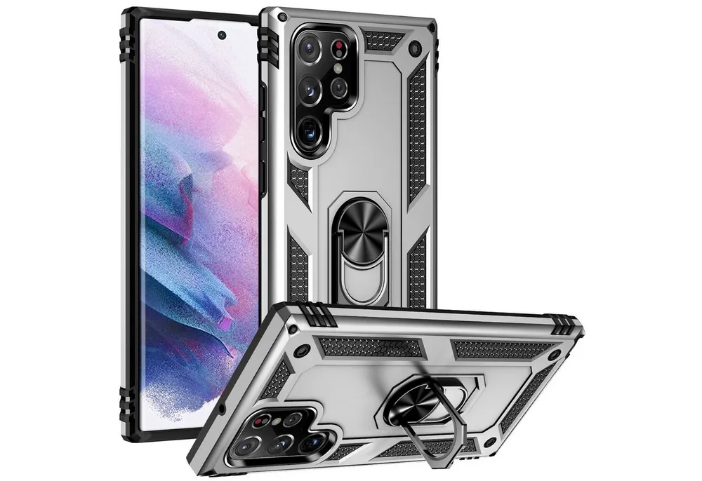 Mycotech Handyhülle Outdoor Armor Case Samsung Hülle Für Samsung Galaxy S22 Ultra-Silber