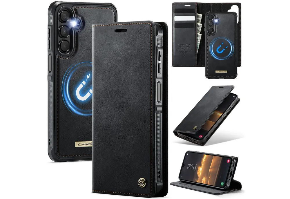 Mycotech Handyhülle Premium 2in1 Klapphülle für Samsung mit abnehmbarem Case Retro Tasche