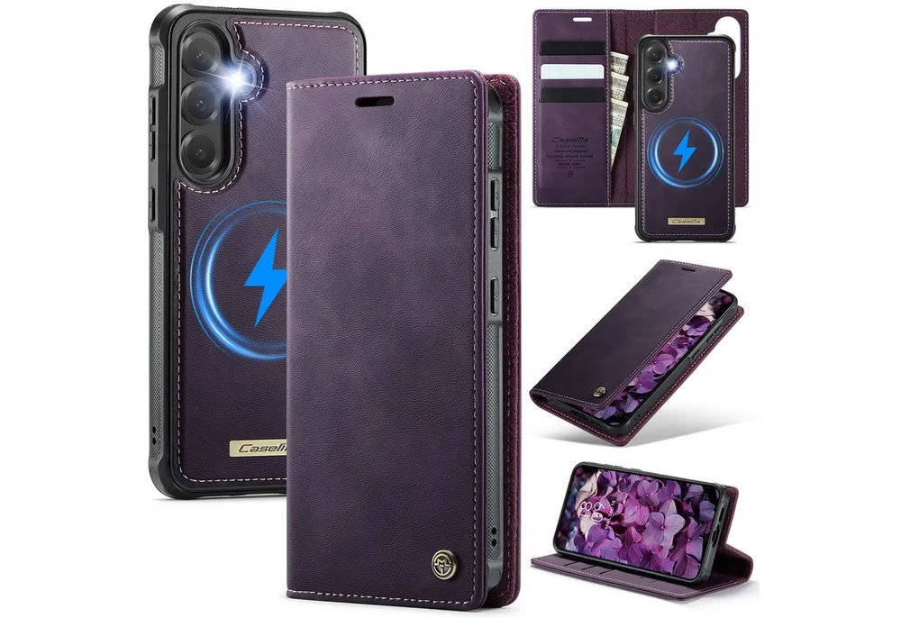 Mycotech Handyhülle Premium 2in1 Klapphülle für Samsung mit abnehmbarem Case Retro Tasche