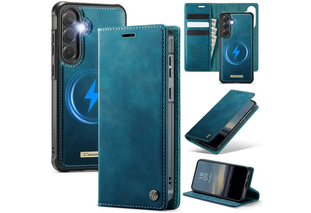 Mycotech Handyhülle Premium 2in1 Klapphülle für Samsung mit abnehmbarem Case Retro Tasche