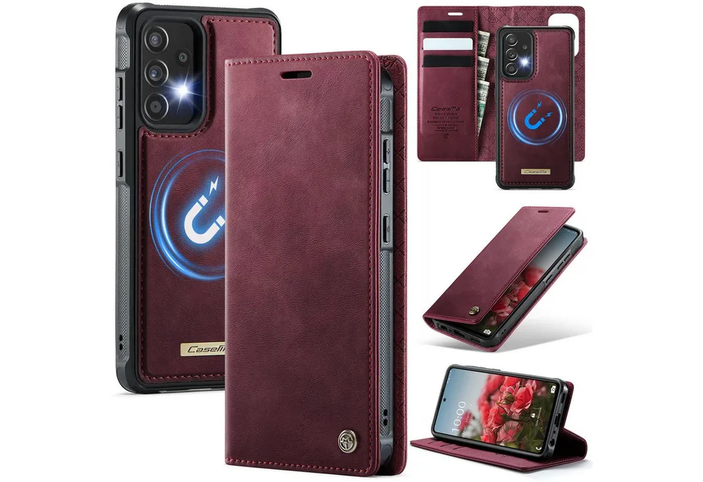 Mycotech Handyhülle Premium 2in1 Klapphülle für Samsung mit abnehmbarem Case Retro Tasche