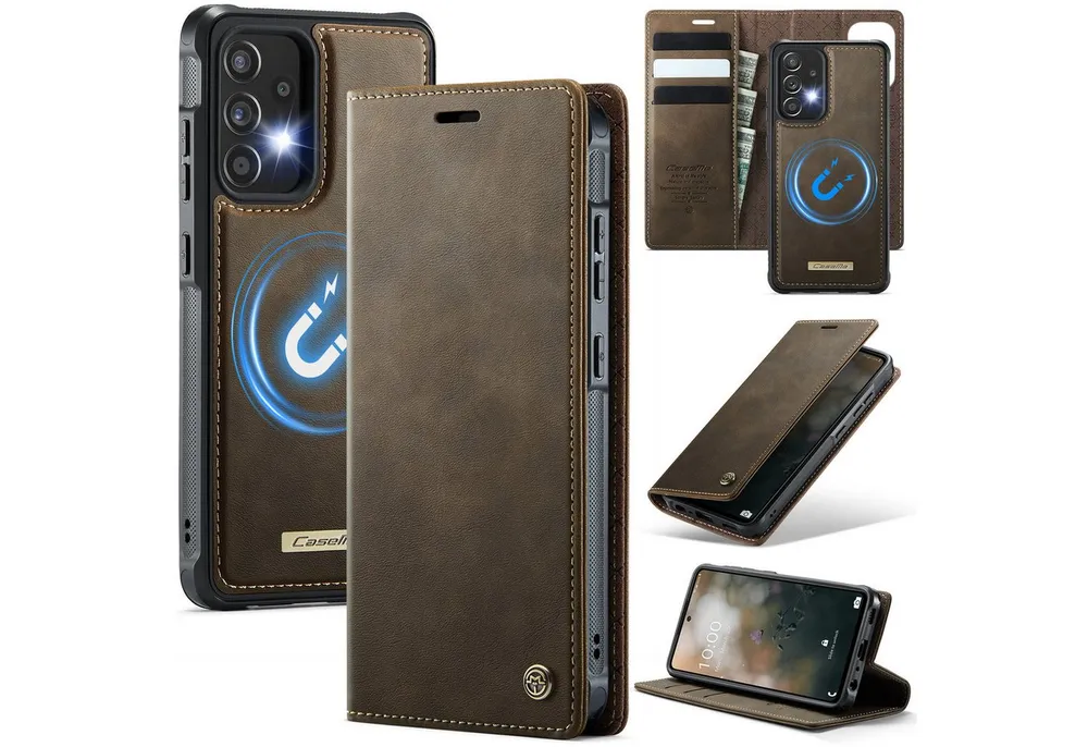 Mycotech Handyhülle Premium 2in1 Klapphülle für Samsung mit abnehmbarem Case Retro Tasche