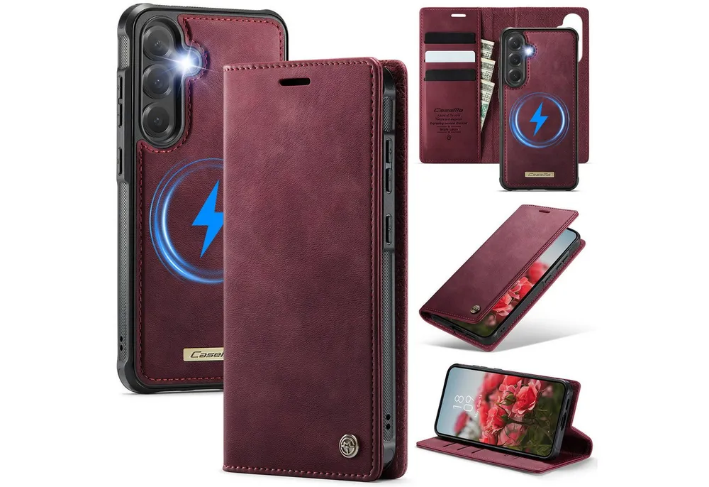 Mycotech Handyhülle Premium 2in1 Klapphülle für Samsung mit abnehmbarem Case Retro Tasche