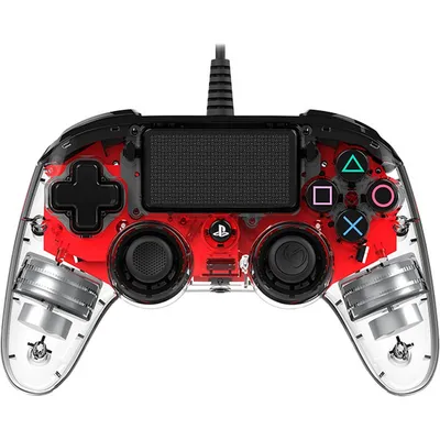 NACON PS4OFCPADCLRED Gaming-Controller Rot, Transparent USB Gamepad Analog / Digital PC, PlayStation 4