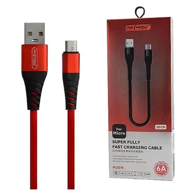 Nafumi MICRO-USB-KABEL 6A ROT 6000mAh SCHNELLLADEGERÄT QC 3.0 30CM NFM-A32