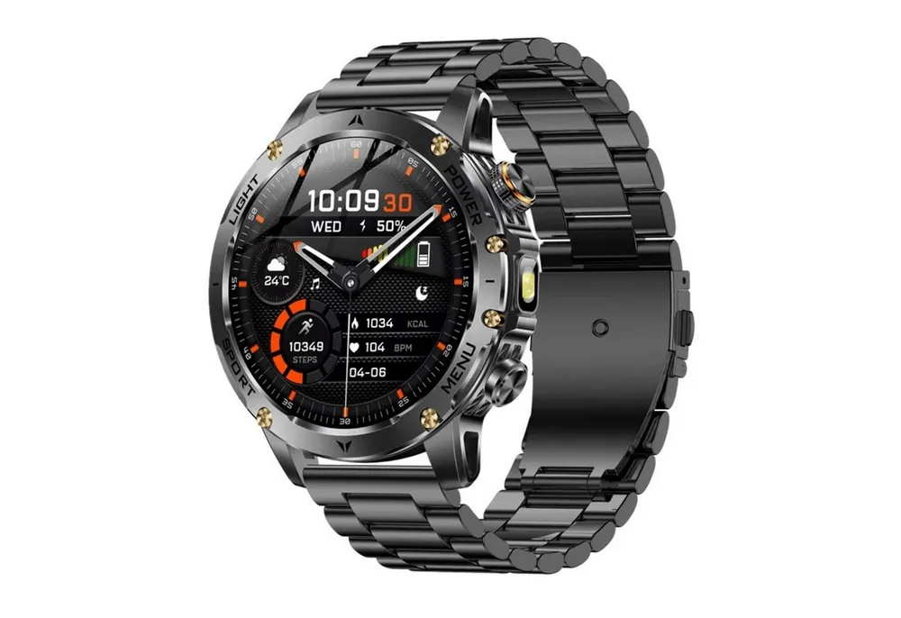 Nagham Ghazal Aswad Smartwatch Männer Bluetooth Anruf Taschenlampe Fitness Tracker 2025 Smartwatch (5cm cm), Taschenlampe integriert, Große 1000 mAh Batterie, Bluetooth-Anrufe