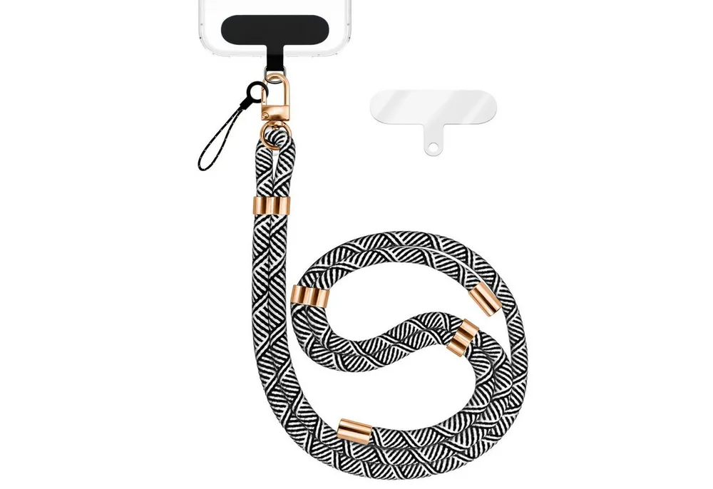 Nalia Handykette Universal Smartphone, Nylon Handyband / Karabiner Gold & 2 Pads / 35-75cm Tragelänge