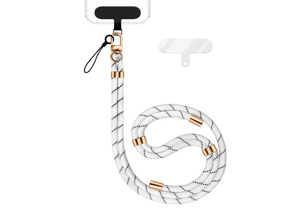 Nalia Handykette Universal Smartphone, Nylon Handyband / Karabiner Gold & 2 Pads / 35-75cm Tragelänge