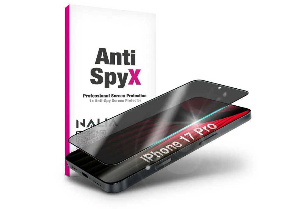 Nalia Schutzfolie Apple iPhone 17 Pro, Anti-Spy Privacy Glas / Diskreter Blickschutz / 9H Display Schutzglas
