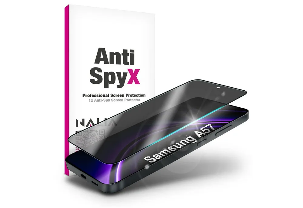 Nalia Schutzfolie Samsung Galaxy A57, ANTISPYX Displayschutz - Blickschutz, Full-Screen & 9H Hartglas