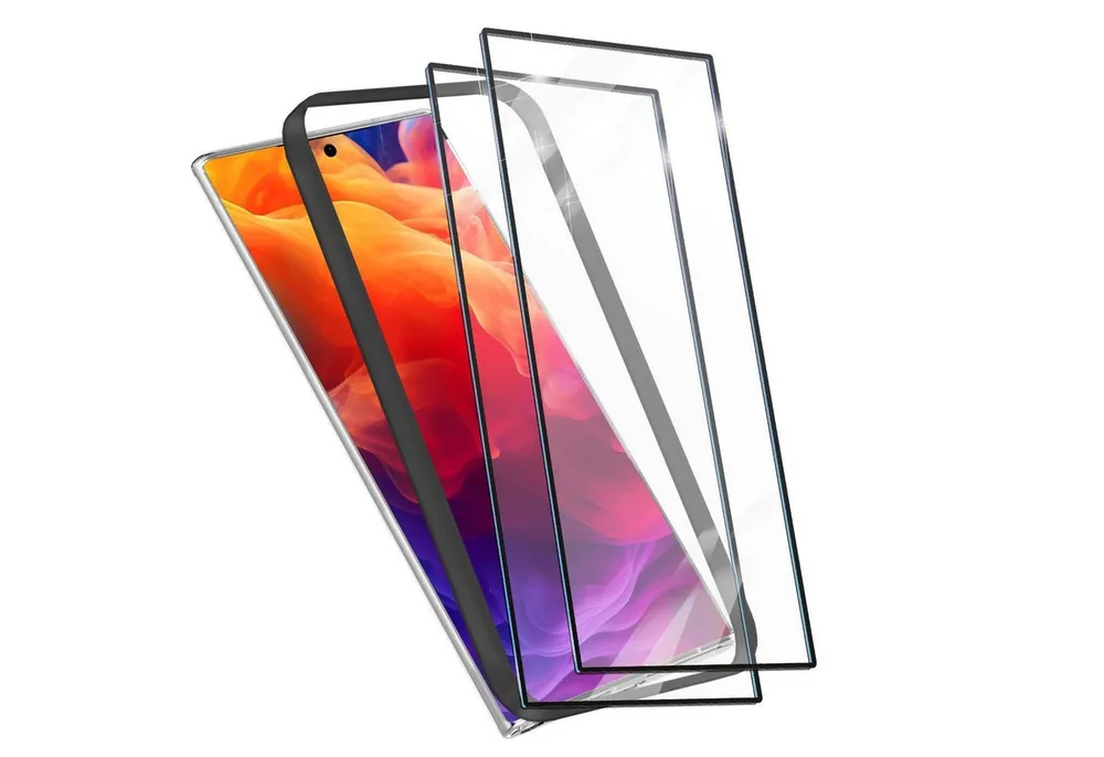 Nalia Schutzfolie Samsung Galaxy S24 Ultra, 2x Schutzglas & 1x Schablone / Klarer Displayschutz mit schwarzem Rand