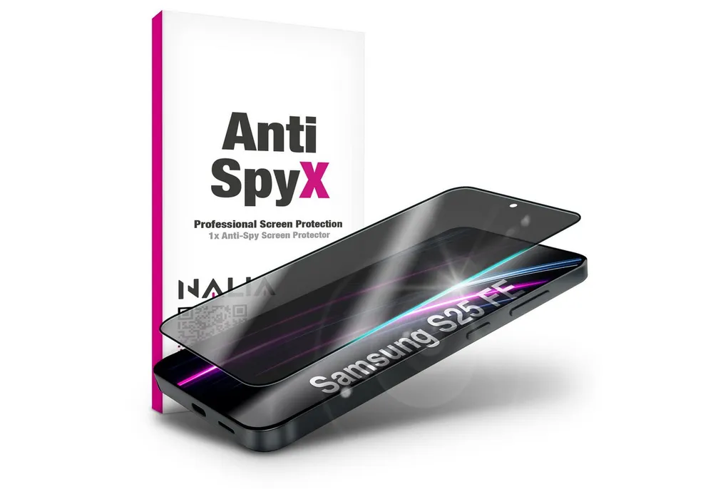 Nalia Schutzfolie Samsung Galaxy S25 FE, Anti-Spy Privacy Glas / 9H Display Schutzglas / Sicht- & Blickschutz