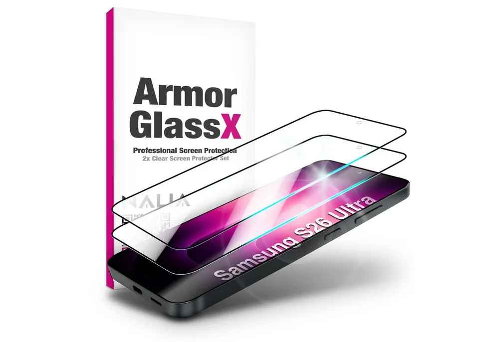 Nalia Schutzfolie Samsung Galaxy S26 Ultra, (Spar-Set, 2-St), ARMORGLASSX Displayschutz - Full-Screen, 9H Hartglas & Ultra Klar