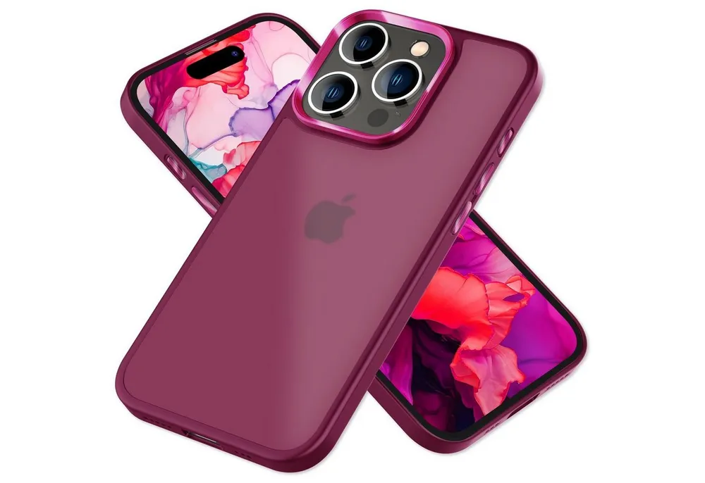 Nalia Smartphone-Hülle Apple iPhone 15 Pro Max 17 cm (6,7 Zoll), Hybrid Hülle / Semi-Transparent / Matt / Metallic Akzent / Anti-Schock