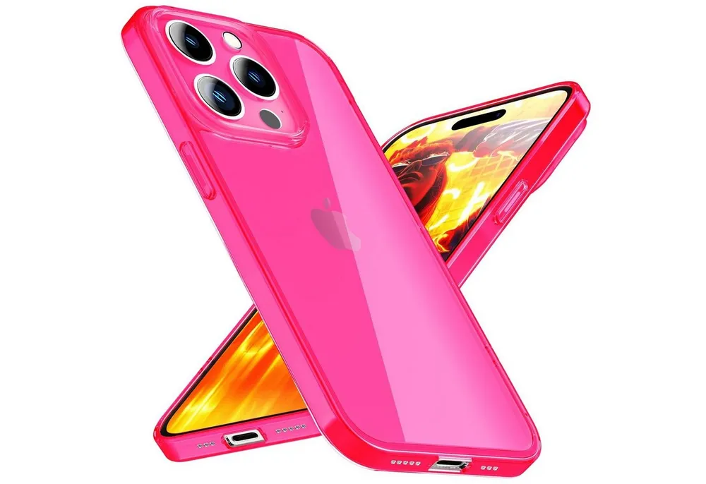 Nalia Smartphone-Hülle Apple iPhone 15 Pro Max 17 cm (6,7 Zoll), Klare Neon Silikon Hülle / Bunt / Durchsichtig Transparent / Slim Case