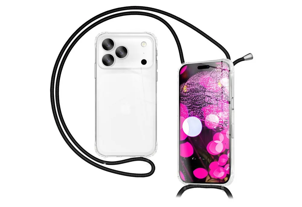 Nalia Smartphone-Hülle Apple iPhone 17 Pro Max 17,5 cm (6,9 Zoll), Klare Hülle mit Band zum Umhängen / 160cm Handy Kette Verstellbar
