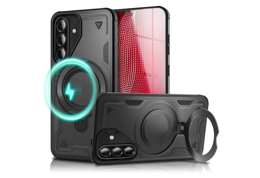 Nalia Smartphone-Hülle Samsung Galaxy A56 17 cm (6,7 Zoll), Military Cover / MagSafe / 360° Dreh Ring / Aufsteller / Outdoor Hülle