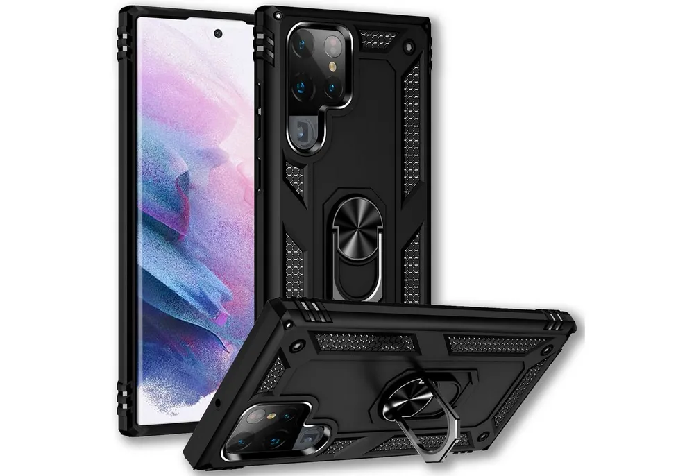 Nalia Smartphone-Hülle Samsung Galaxy S22 Ultra 17,3 cm (6,8 Zoll), Stoßfeste Military-Style Ring Hülle / Extrem Schützend / Outdoor Case