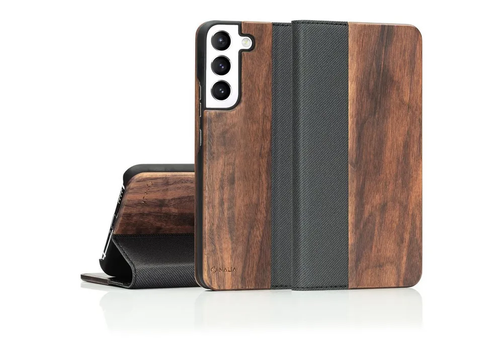 Nalia Smartphone-Hülle Samsung Galaxy S22 Plus 16,8 cm (6,6 Zoll), Echt Holz Klapp Hülle / Magnetverschluss / Standfunktion / Flip Case