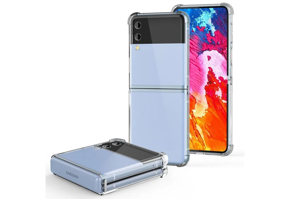 Nalia Smartphone-Hülle Samsung Galaxy Z Flip4 17 cm (6,7 Zoll), Klare Transparente Hülle / Harte Rückseite & Verstärkter Silikon Rand