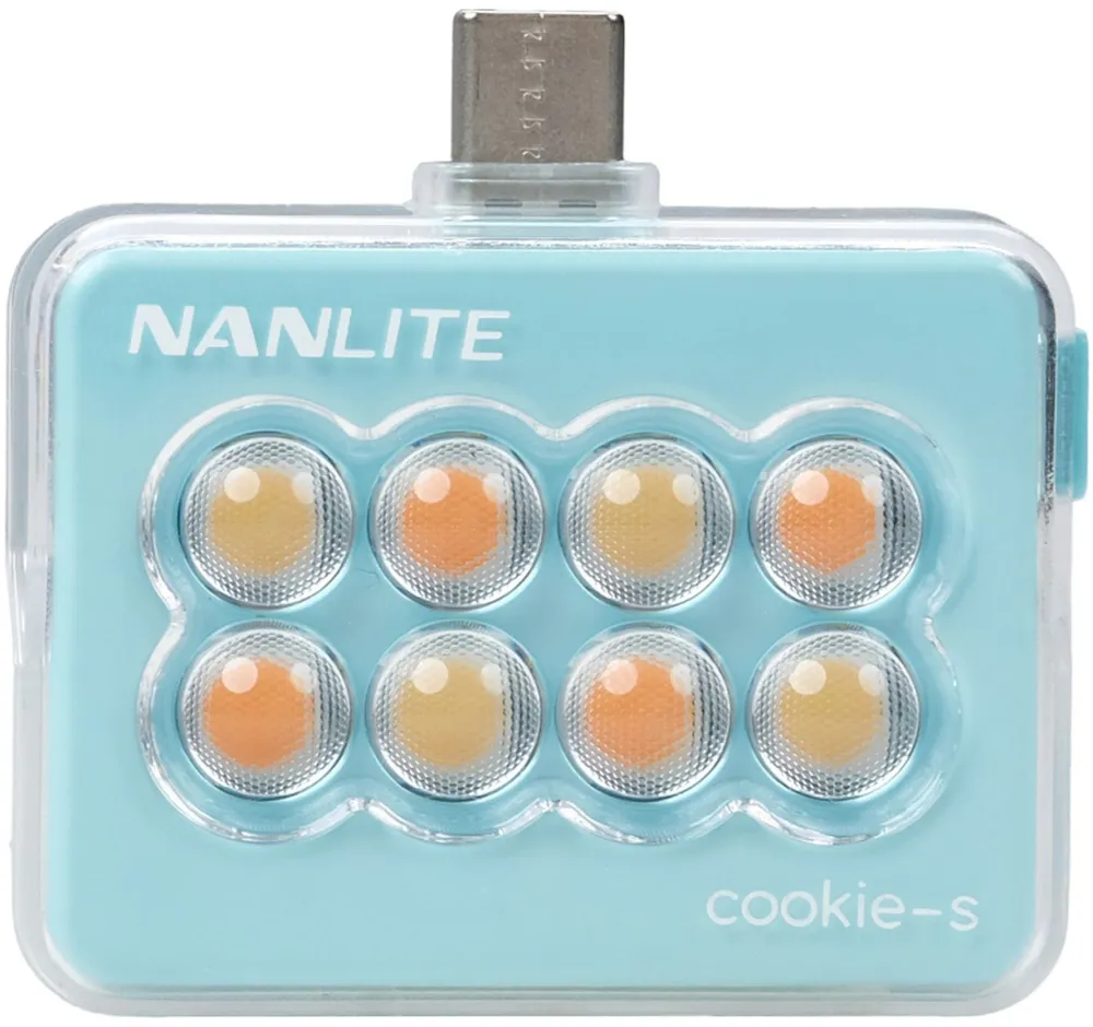 NANLITE cookie-s Mini-Smartphone-Leuchte eckig cyan