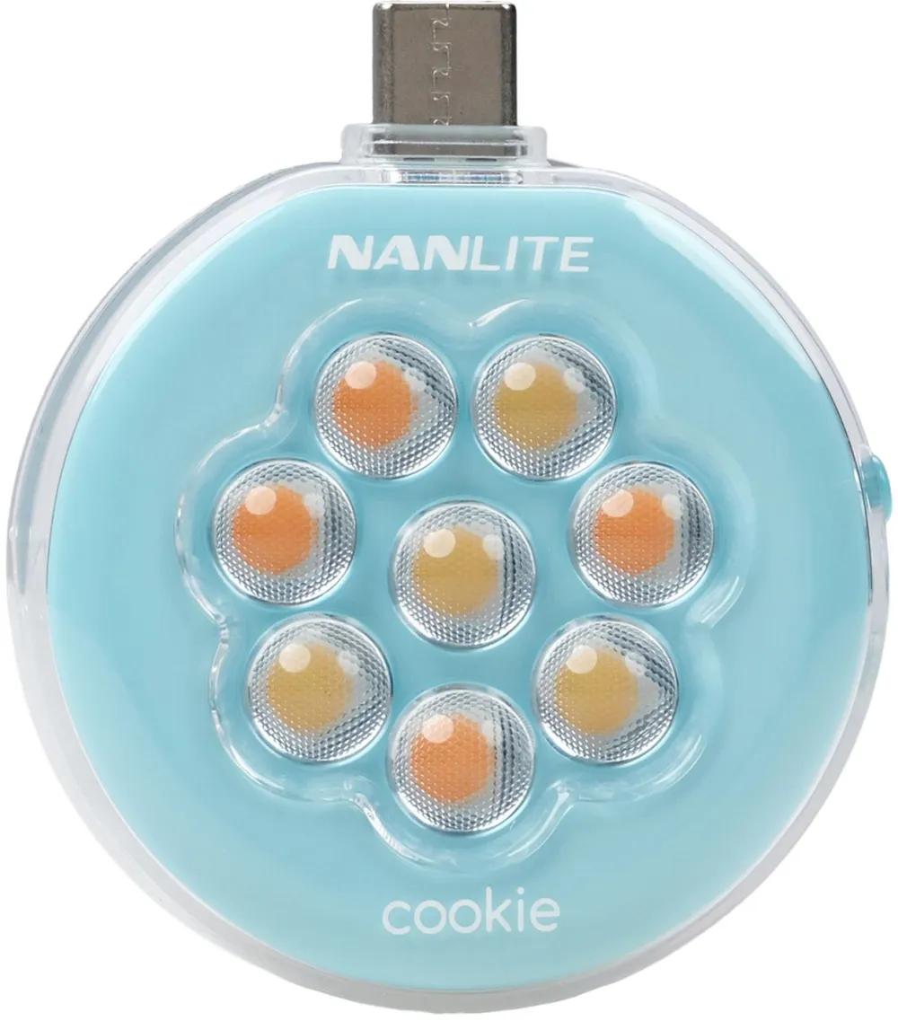 NANLITE cookie Mini-Smartphone-Leuchte rund cyan