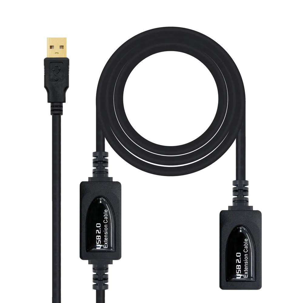 Nanocable USB 2.0 Typ A Stecker/Buchse Verlängerungskabel Verstärker 15m Schwarz