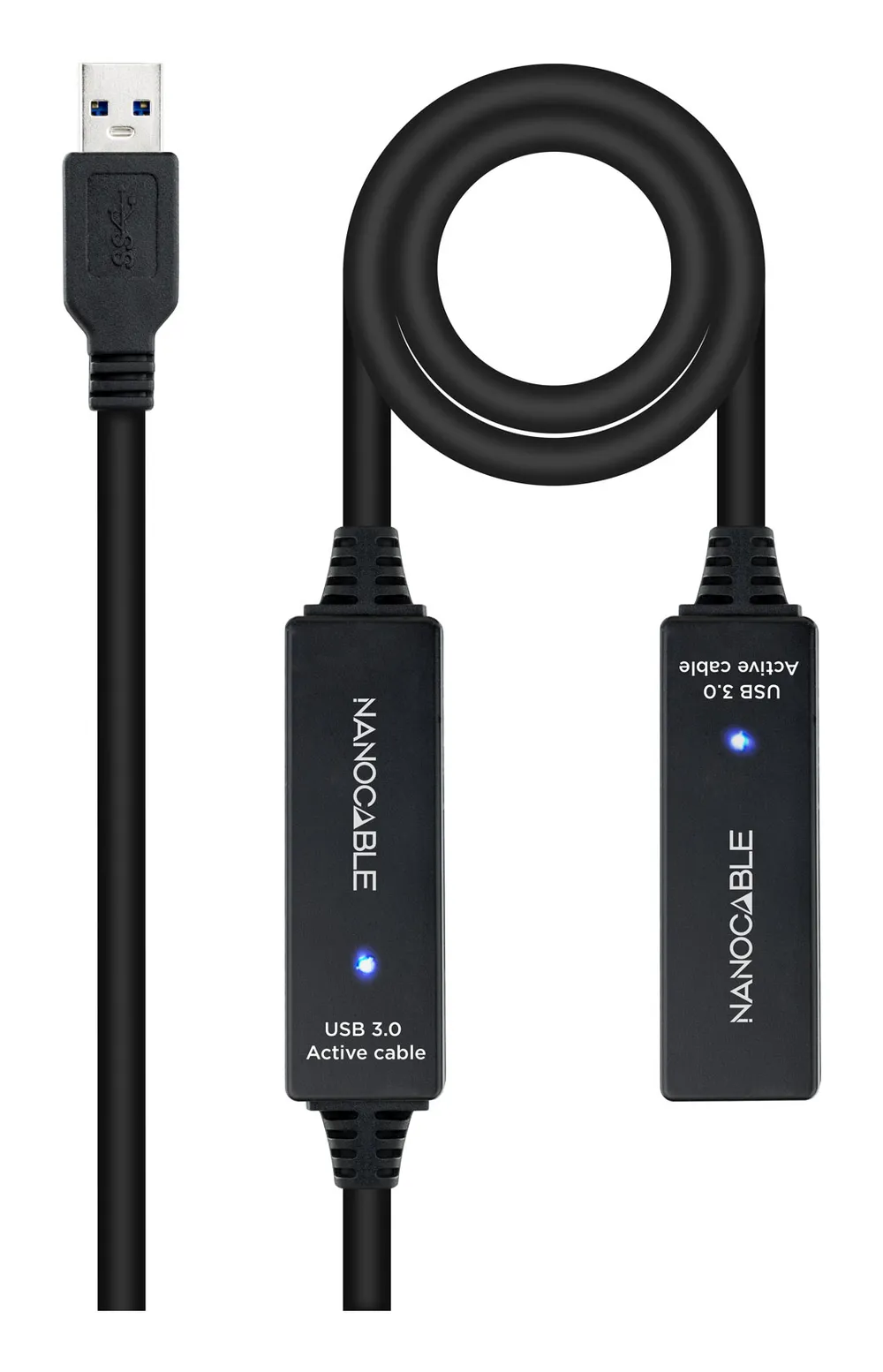 USB 3.0 Amplified Extension Nanocable A/M-A/H 15 m Schwarz