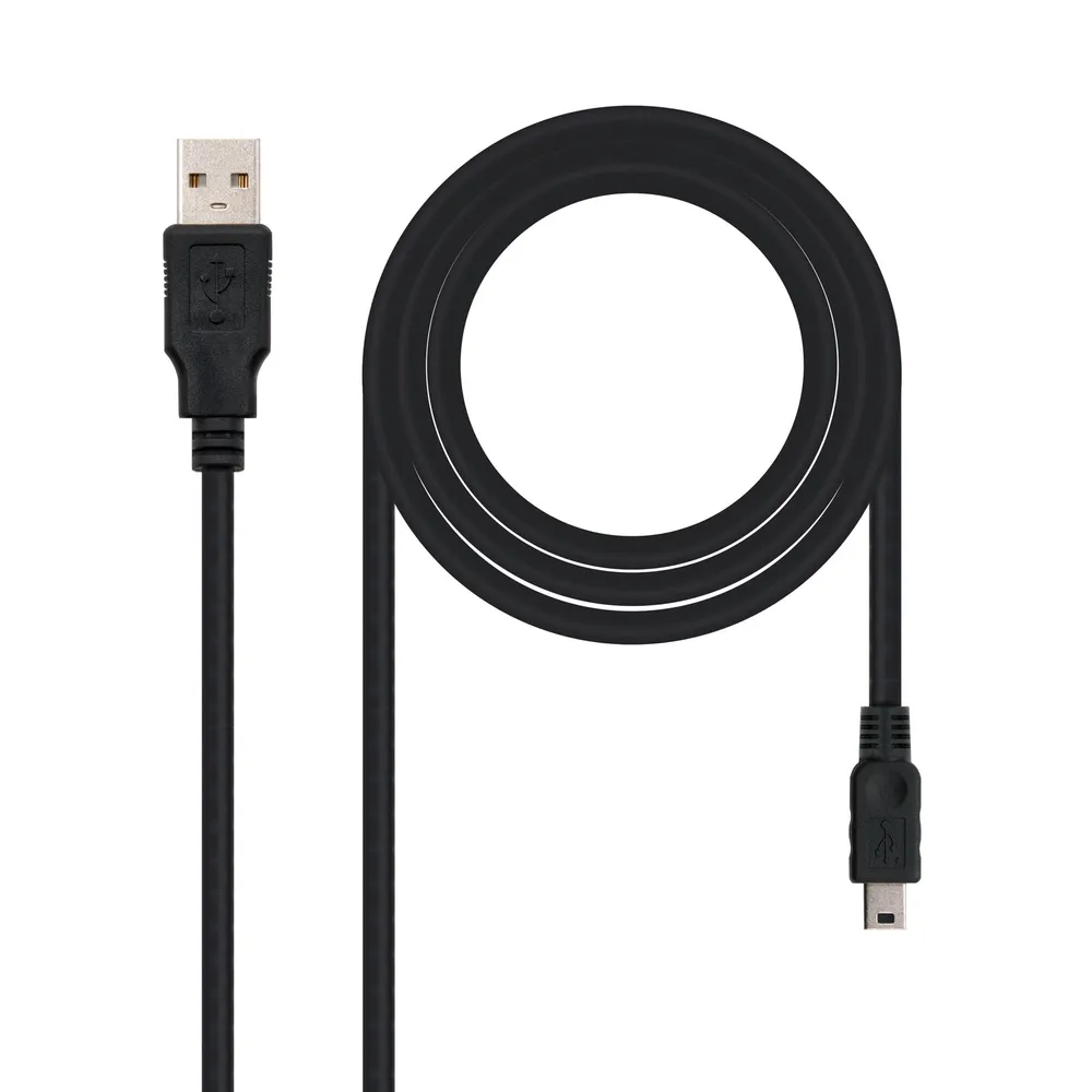 Nanocable-Kabel USB 2.0 Typ A auf Mini-USB Typ B Stecker/Stecker 0,5 m Schwarz