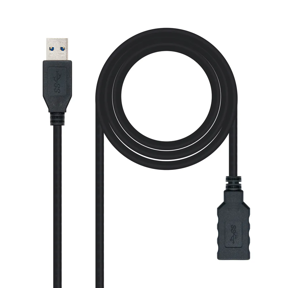 Nanocable USB 3.0-Kabel, männlich/weiblich, Verlängerung, 3 m, Schwarz