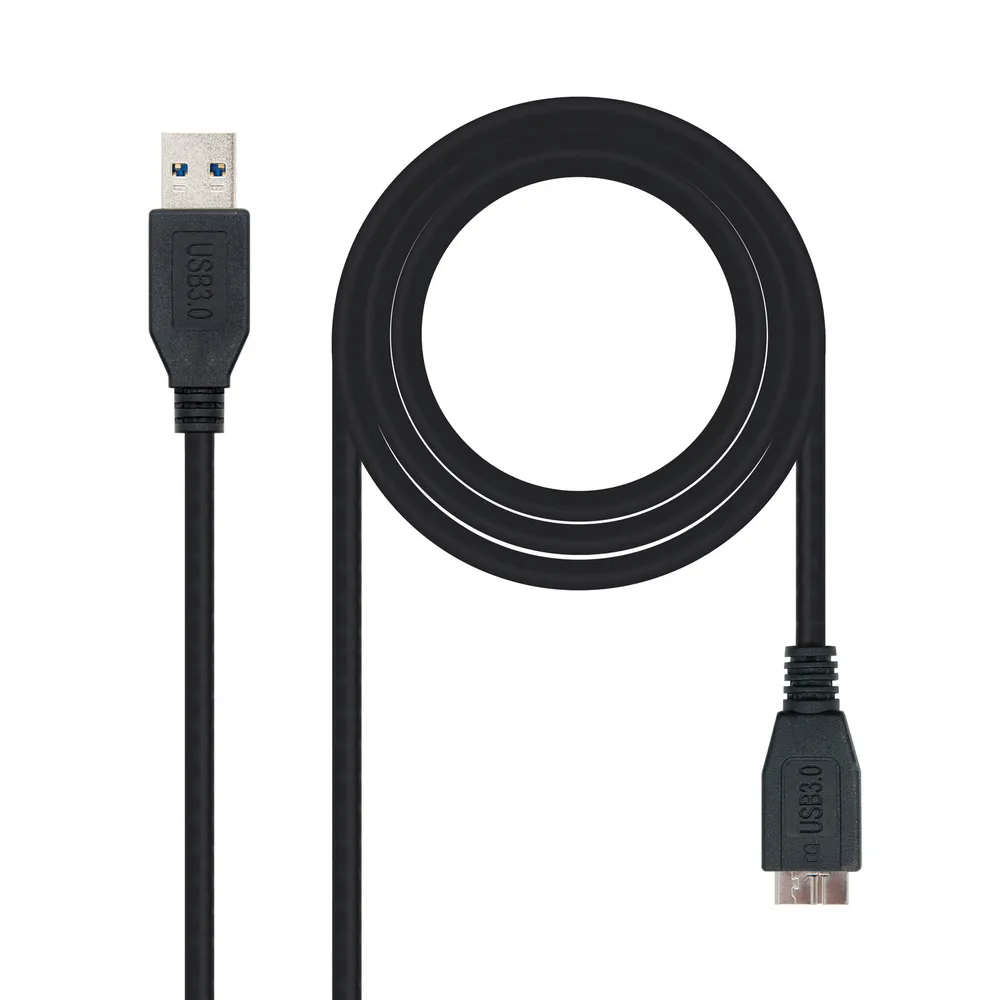 Nanocable-Kabel USB 3.0 Typ A-Stecker auf Micro-USB-B-Stecker, 1 m, Schwarz