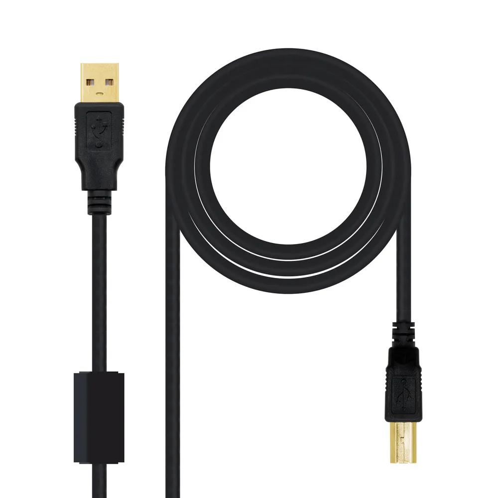 Nanocable USB 2.0 Druckerkabel, hochwertig, Typ A/B Stecker/Stecker, 3 m, Schwarz