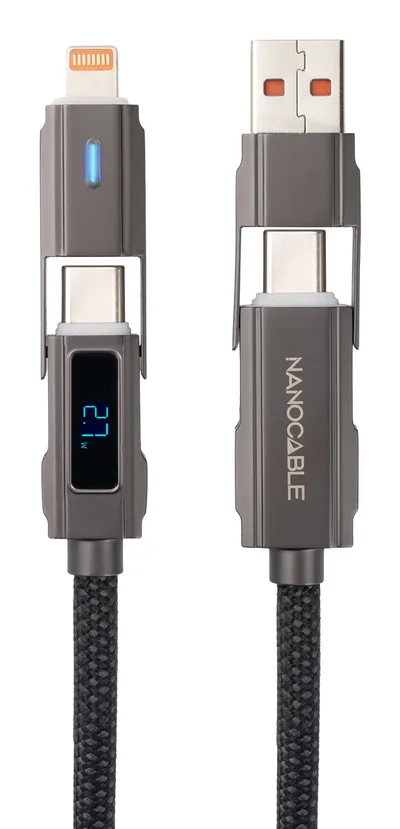 Kabel USB Nanocable 10.01.2501 USB-A/USB-C nach USB-C/Lightning 1m Schwarz