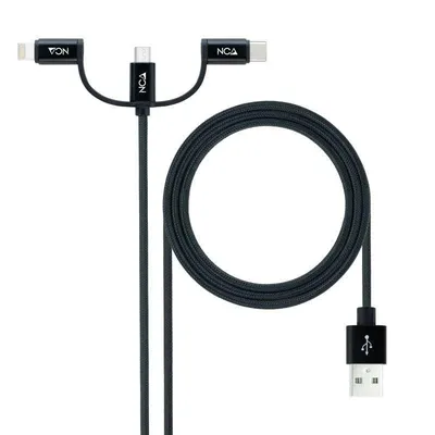 Nanocable USB 3-in-1 Kabel USB-A auf USB-C Micro USB Lightning 1m Schwarz