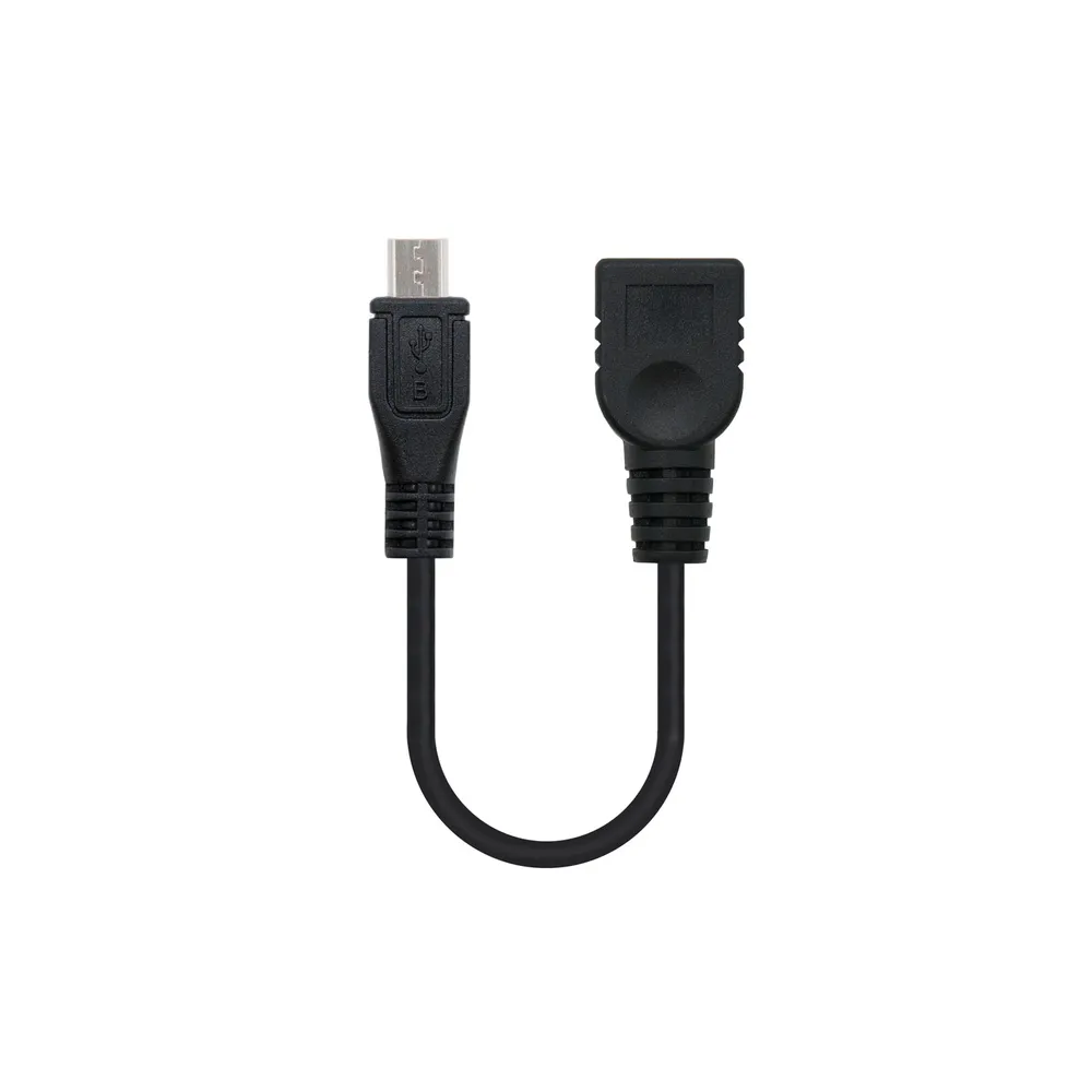 Nanocable OTG-Kabel USB 2.0, Micro USB-B Stecker auf USB-A Buchse, 15 cm, Schwarz
