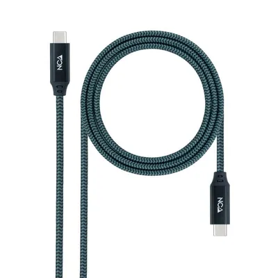 Nanocable USB 3.2 Gen2x2 Kabel 20Gbps 5A/100W 4K/60Hz USB-C Stecker/Stecker 1m Blaugrün/Schwarz