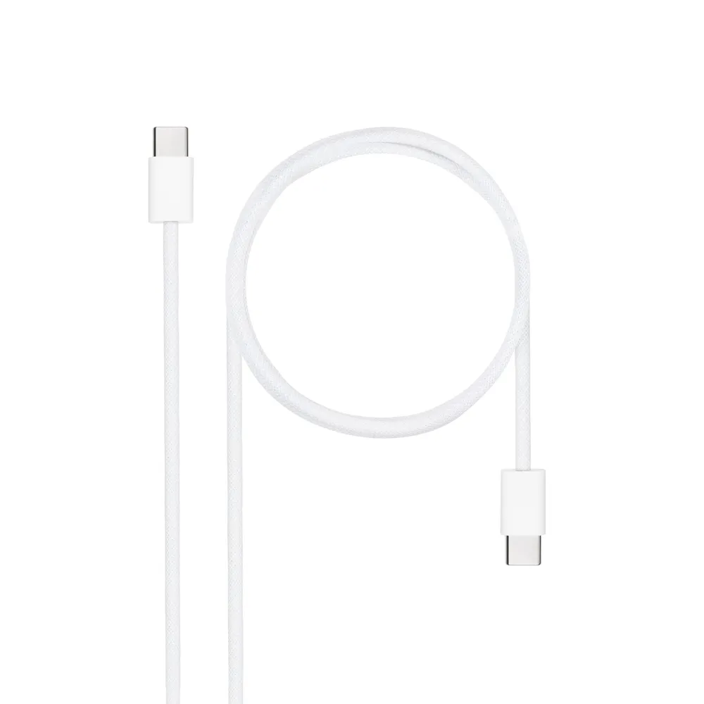 Nanocable 10.01.6001-CO 60 W 3 A 1 m weißes Schnellladekabel aus Baumwolle, USB-C