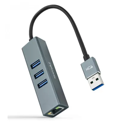 Nanocable Hub USB 3.0 zu Gigabit Ethernet +3x USB 3.0 Aluminium