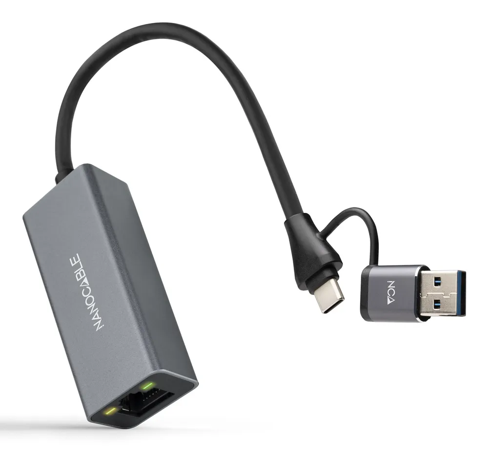 USB-zu-Ethernet-Adapter Nanocable 10.03.0411 USB-C USB-A 1000Mbps