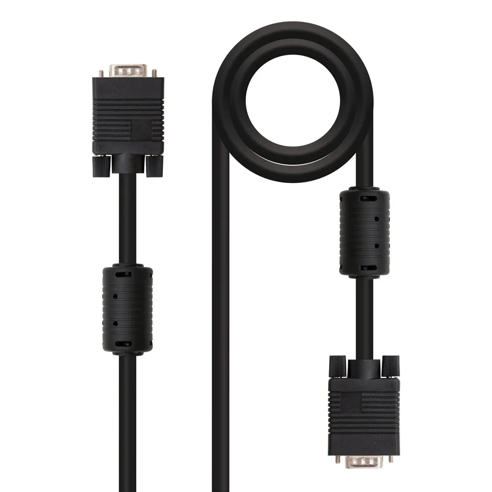 Nanocable SVGA-Kabel mit Ferrit HPDB15 Stecker/Stecker, 6 m, Schwarz
