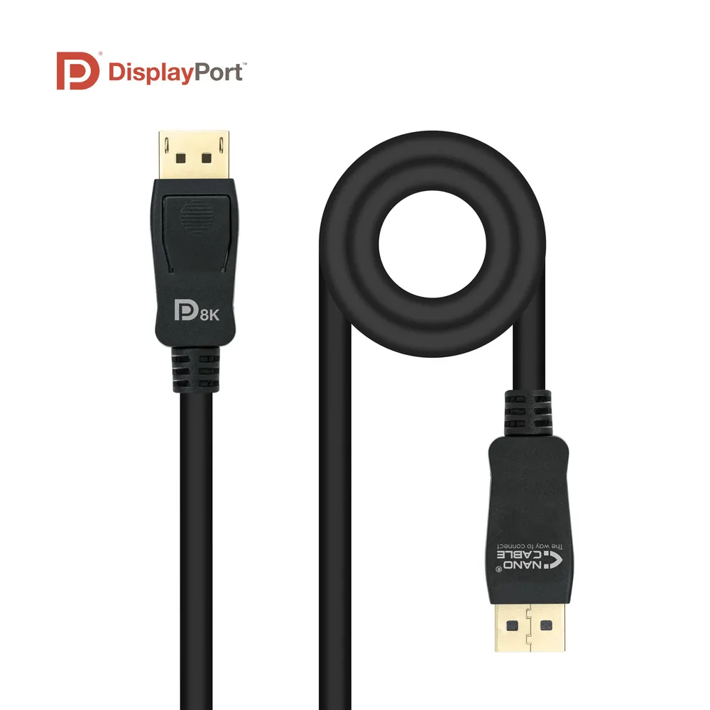 DisplayPort Kabel Nanocable 1.4 8K 1,5m DP/M DP/M Schwarz Certificado VESA
