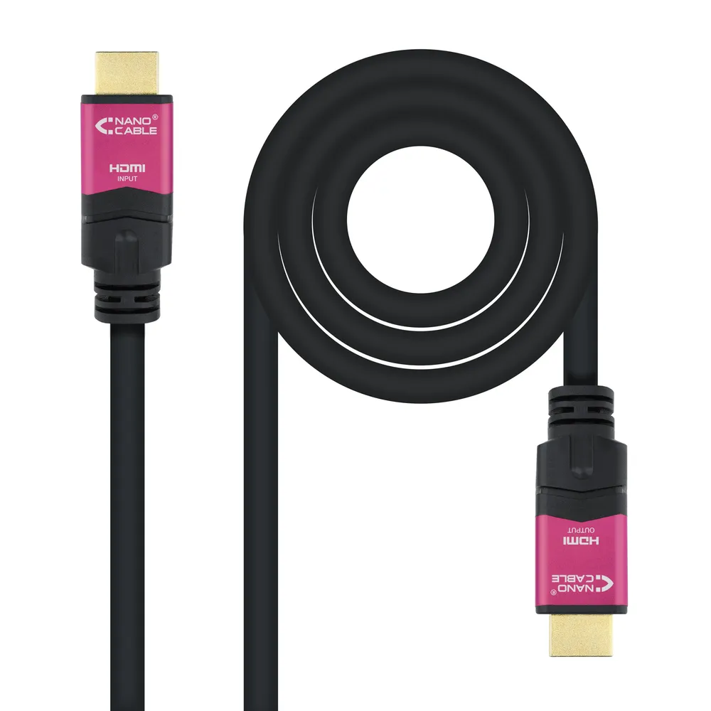 Nanocable HDMI-Kabel V2.0 4K@60Hz 18 Gbit/s mit Stecker/Stecker-Repeater, 15 m, Schwarz