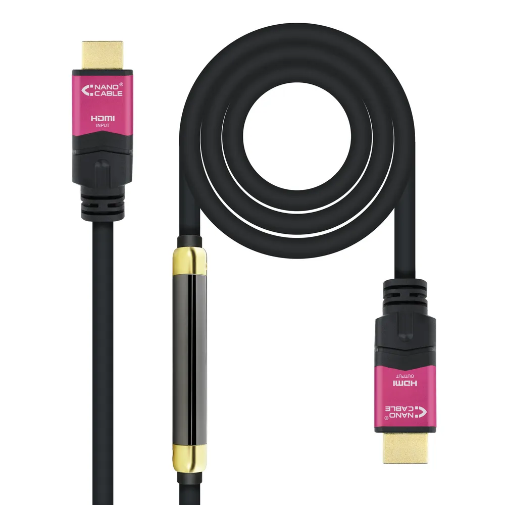 Nanocable HDMI-Kabel V2.0 4K@60Hz 18Gbps mit Repeater Stecker/Stecker, 25 m, Schwarz