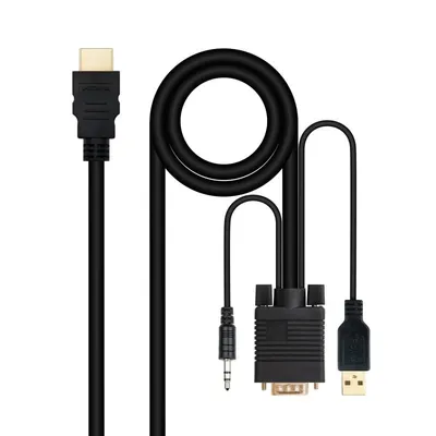 Nanocable HDMI-zu-VGA+Audio+USB-Konverterkabel 1,8 m Schwarz