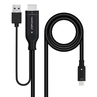 Nanocable DisplayPort-Stecker auf USB-C-Stecker, Kabel 1,8 m, Schwarz